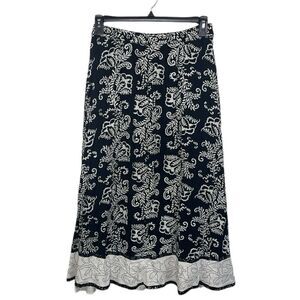 Soft Surroundings Maxi Skirt Paisley Black and White with ruffle hem size PM
